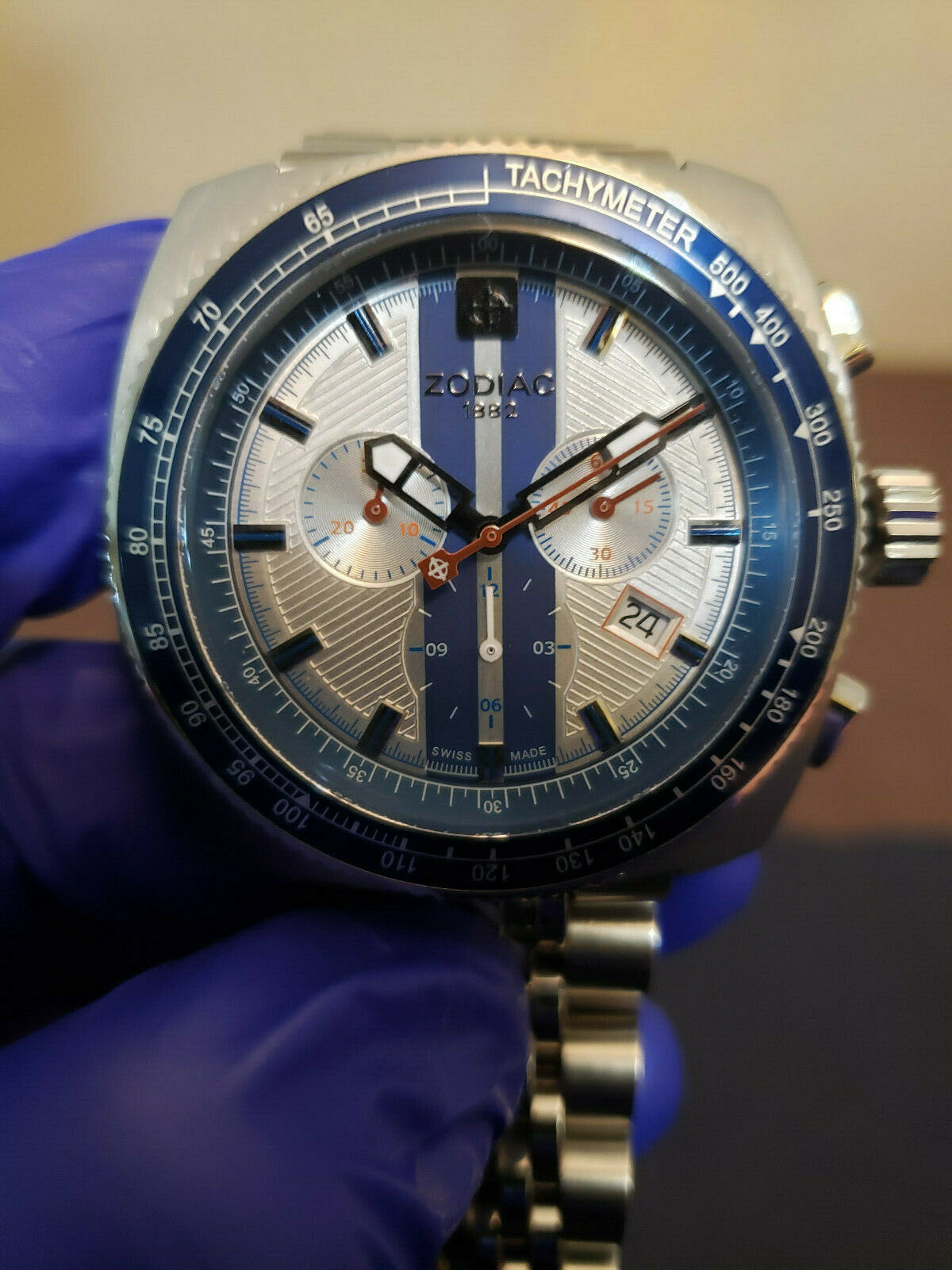 ZODIAC Z02114 Swiss Made Chronograph Quartz Men's Watch WORKS