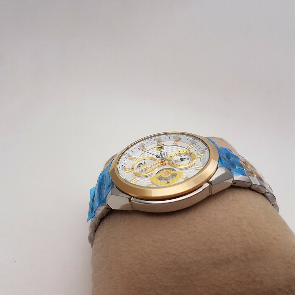 men fashion ed426 silver and gold chronograph wrist watch