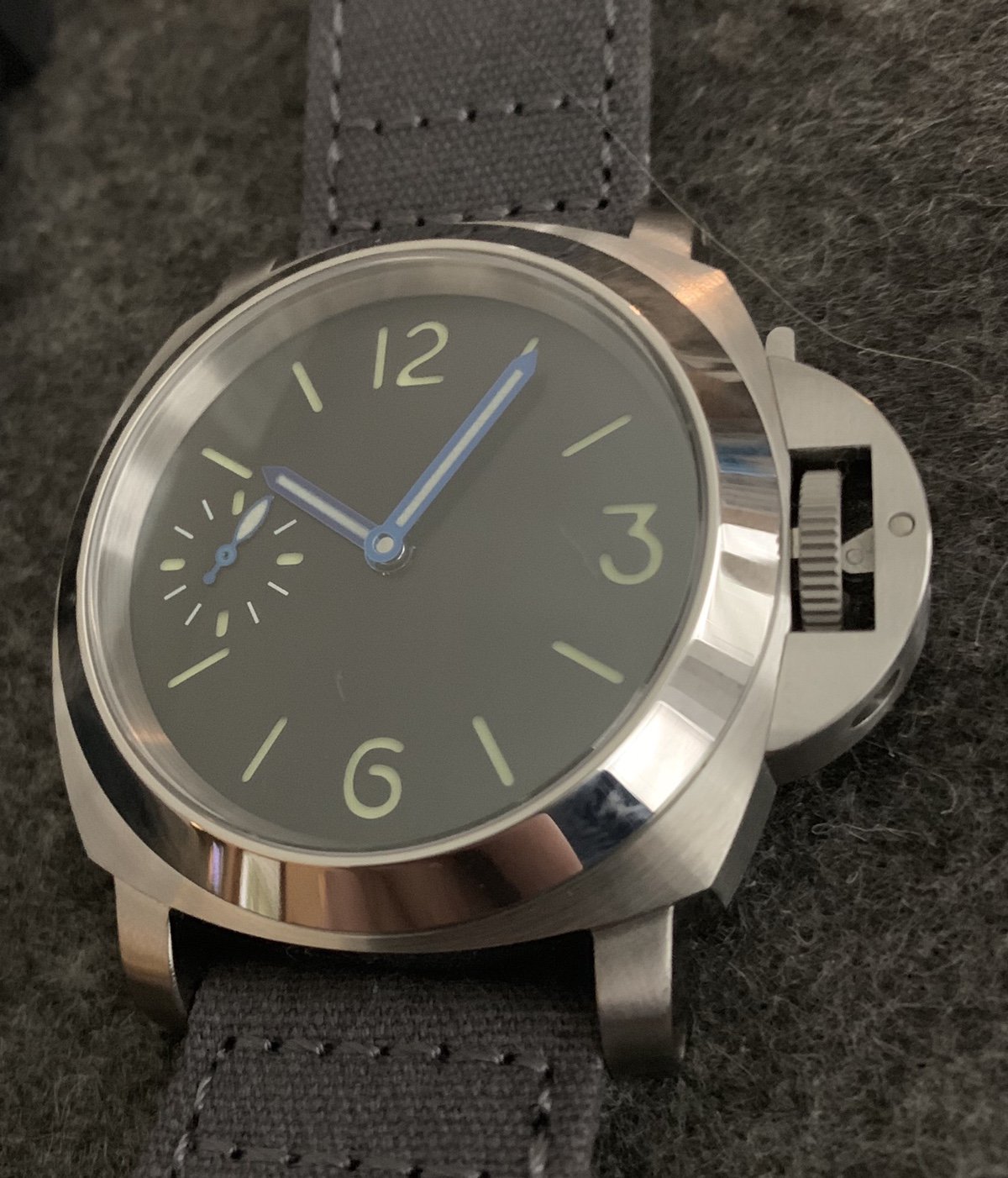 FS Getat Panerai Luminor Homage C3 lume blued hands sterile