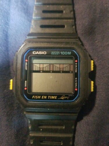 Vtg 1989 Casio FT-100W FISH EN TIME Watch Module 844 (Not 