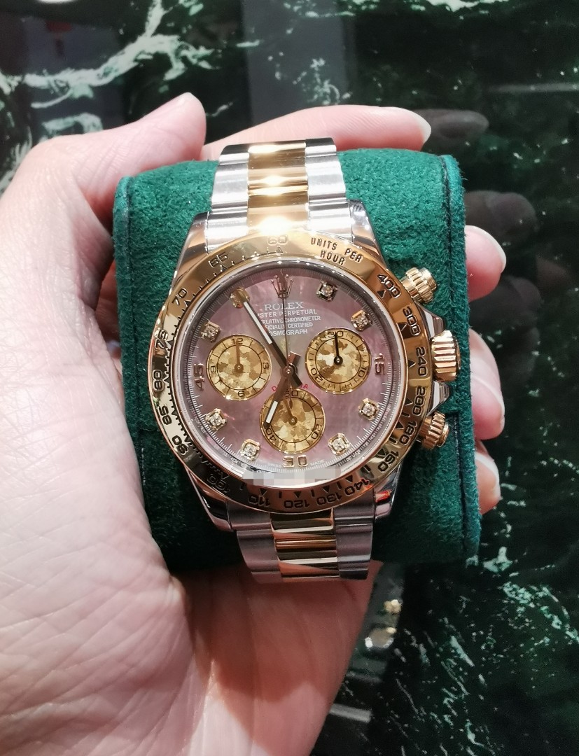 Rolex daytona two discount tone mother of pearl