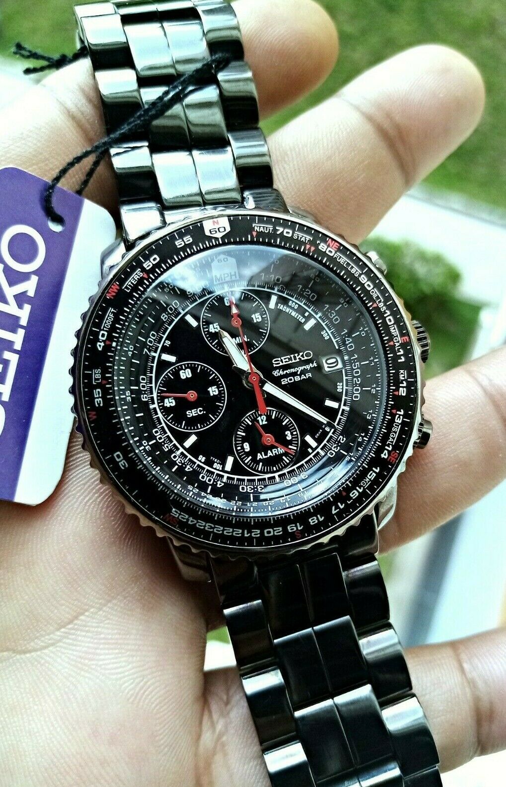 Rare Discon Seiko Flight Master Stealth 7T62-0EB0 Alarm Chrono