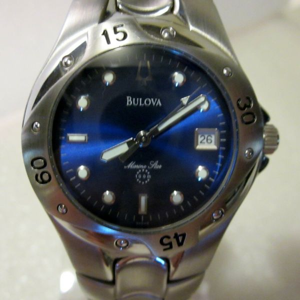 VTG 2003(A3) BulovaMARINE STAR 96B49 Blue Face Near Perfect w/New