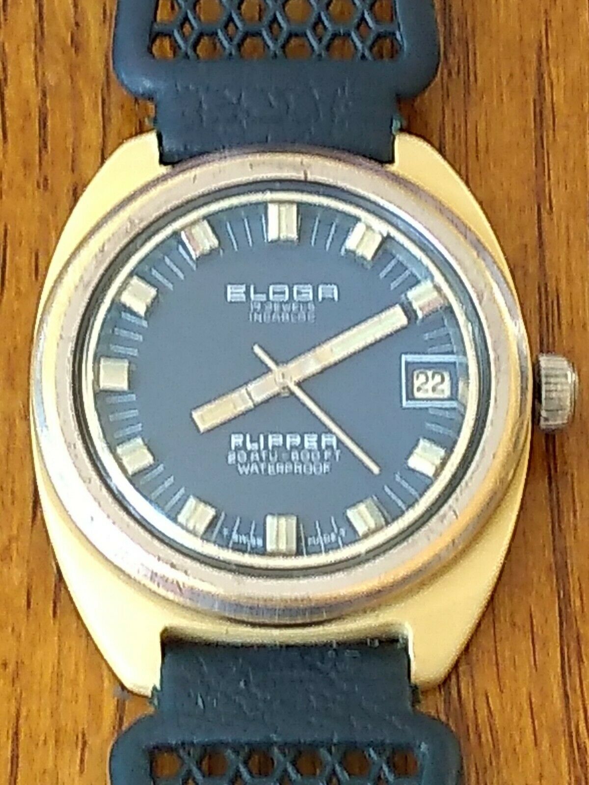 Mens Large Vintage Diver Eloga Fortis Flipper Olympics 17 J 600 FT
