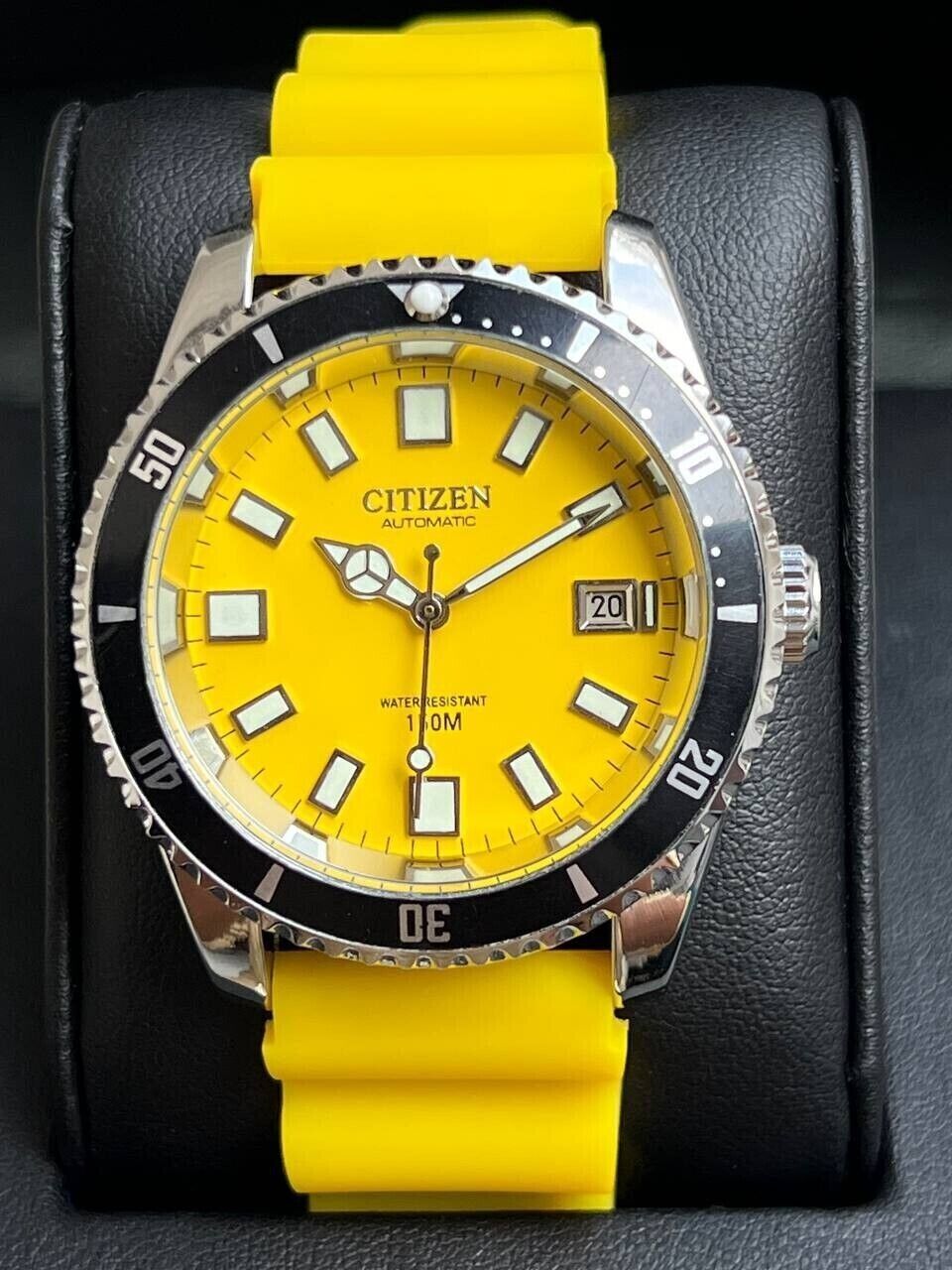 Citizen Automatic Cal 8200 Yellow Colour Dial Wrist Watch Rotating