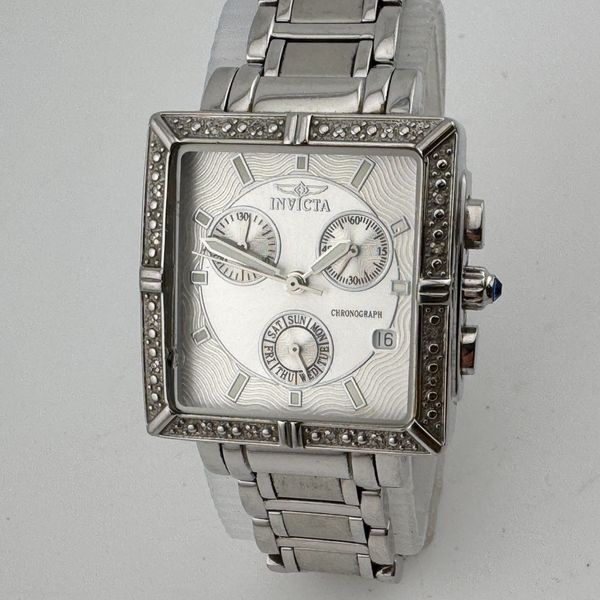 Invicta Quartz Chronograph Watch Women 100m Silver Steel Square New ...