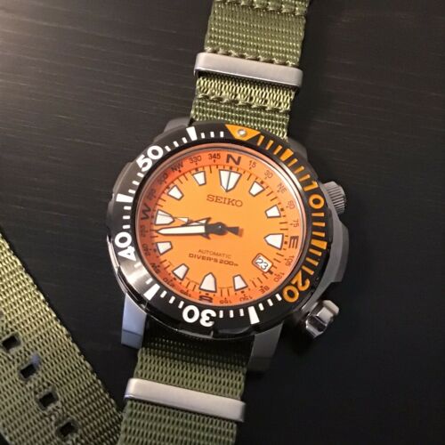 SEIKO 7S35 00F0 SNM037 Land Monster Orange Dial Automatic Divers