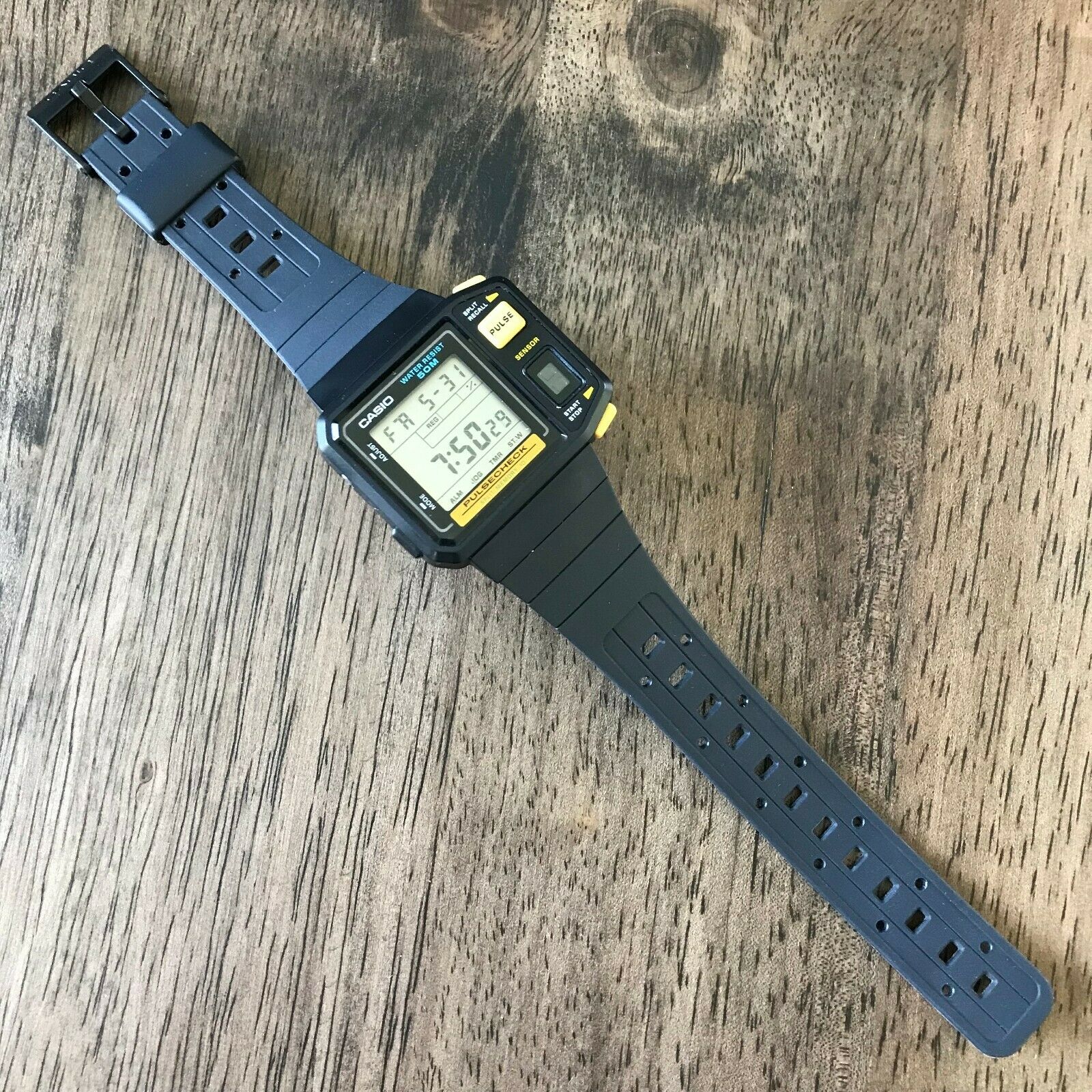 RARE Vintage 1987 Casio JP-100W Pulsecheck Watch w/ Original Band