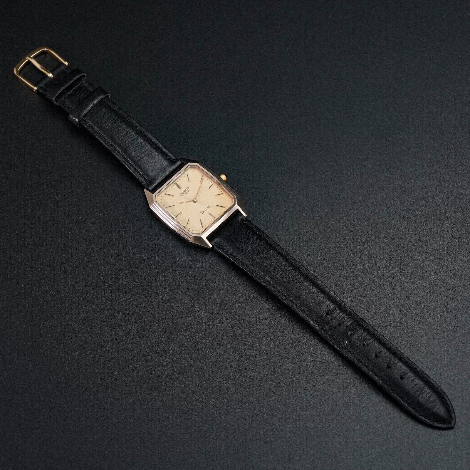 SEIKO Dolce 6030-5390 Gold Tank Shape Vintage Men Watch