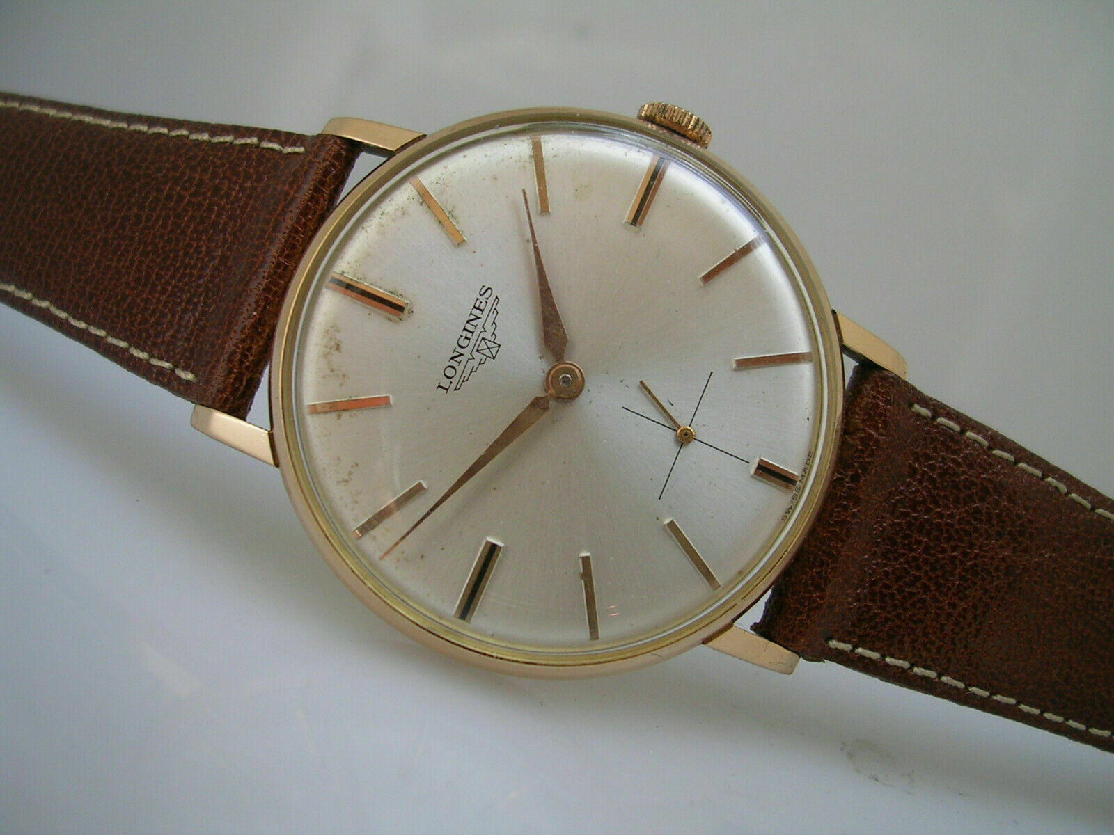 LONGINES 7515 ROSE GOLD 18 KT YEAR 1967 MANUAL 302 SERVICED MEN S