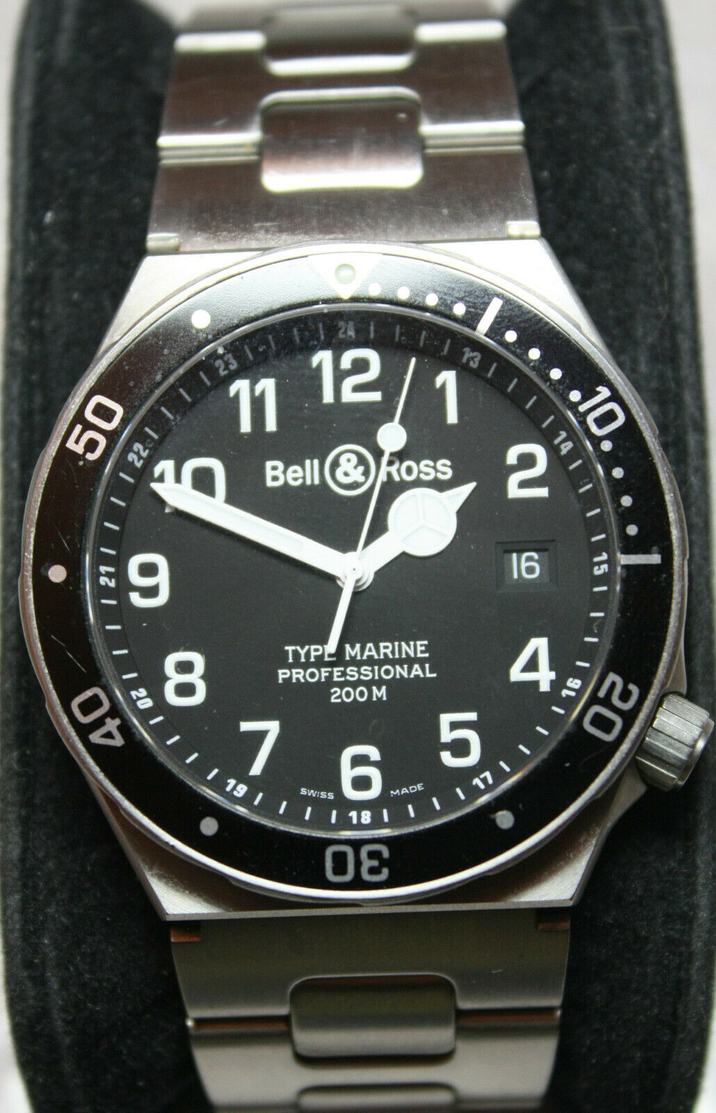 BELL ROSS TYPE MARINE PROFESSIONAL 40mm black dial steel diver