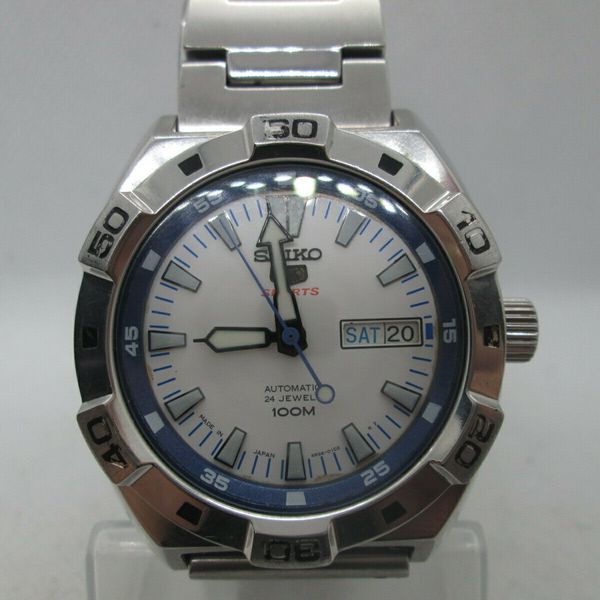 SEIKO 4R36-01C0 100M DAYDATE STAINLESS STEEL AUTOMATIC MENS DIVER WATCH ...