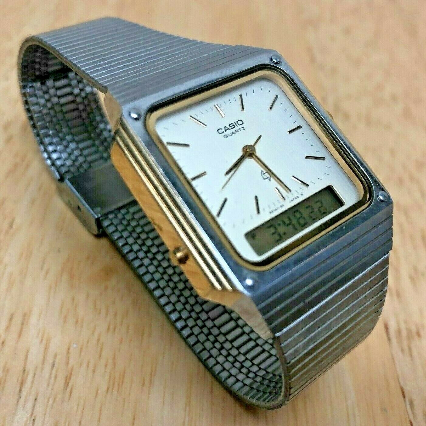 Vintage Casio AQ-500 Module 305 Men Analog Digital Chrono Watch