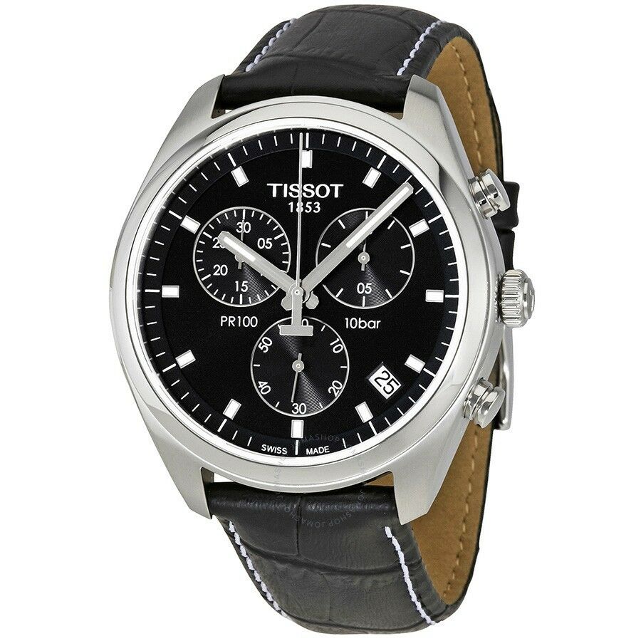 Tissot PR100 Chronograph Black Dial Men s Watch T1014 NWT 395