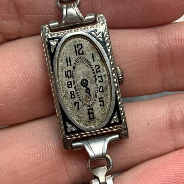 18K White Gold Paul Vallette Art Deco Filigree Women's Watch