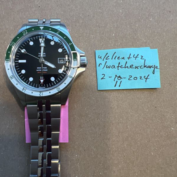 WTS Yema Superman 500 GMT Green White Worldtime Automatic 950 wts-yema-superman-500-gmt-green-white-worldtime-automatic-950