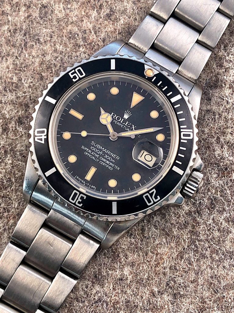 FS Rolex Submariner Date ref 16800 from 1985 Great Patina