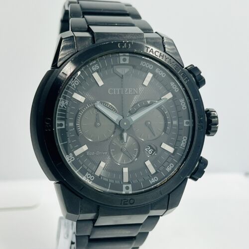 Citizen Men s Eco Drive Ecosphere Black Chronograph 48mm 10ATM