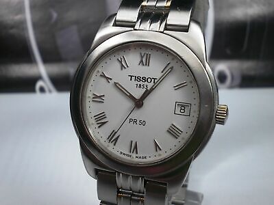 MONTRE HOMME TISSOT PR 50 QUARTZ CADRAN BLANC CHIFFRES ROMAIN