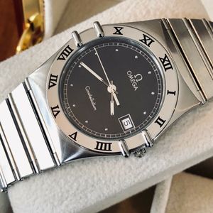 Omega Constellation Mens 1990 semi vintage Black Quartz Steel Bracelet watch WatchCharts