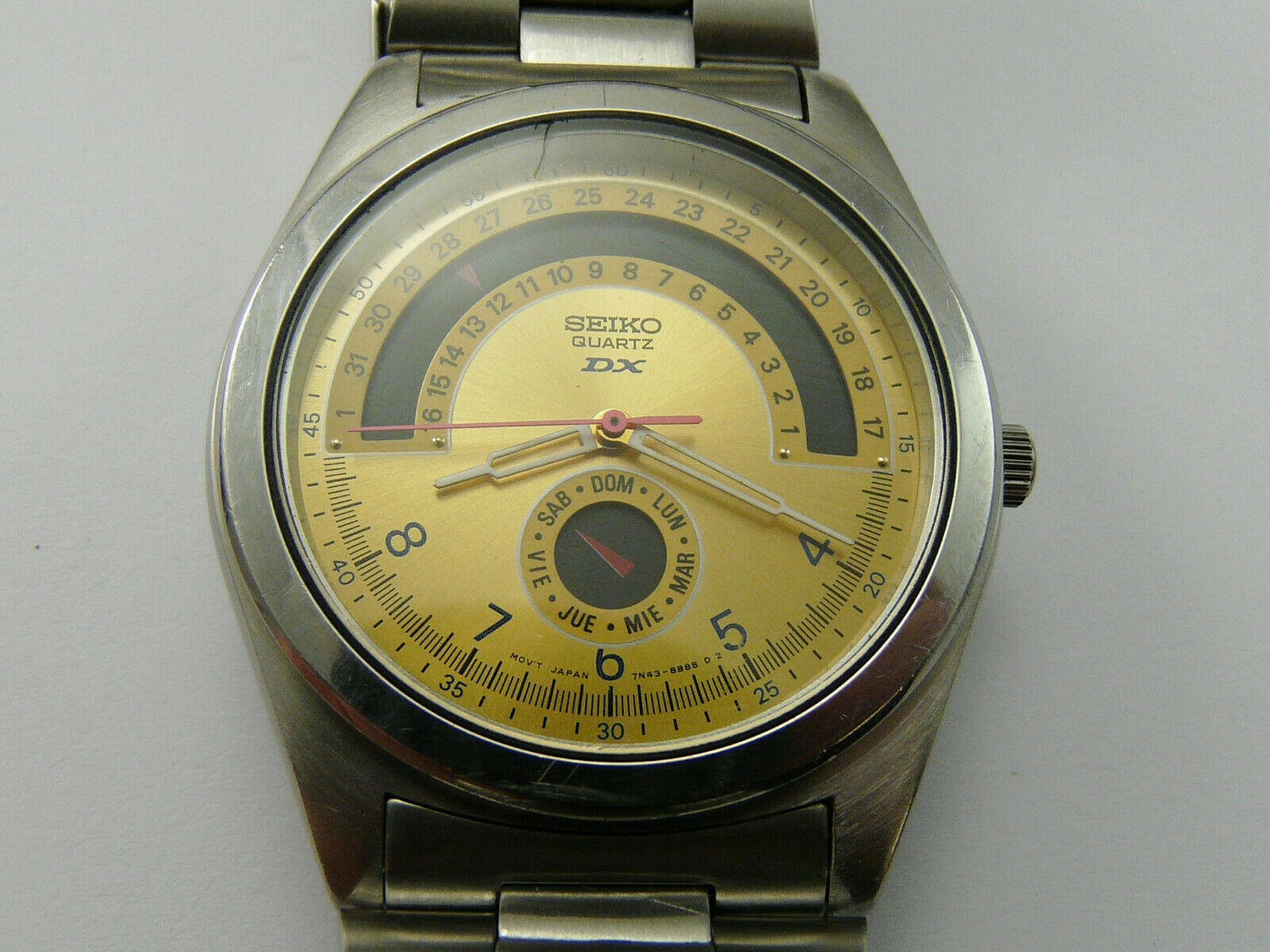 VINTAGE 1993 RARE SEIKO DX 7N43 8A00 CRESCENT CALENDAR GENTS