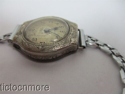 ANTIQUE 14K RGP ART DECO BERING SWISS ROUND ETCHED FLORA HINGED CASE WRIST WATCH WatchCharts Marketplace