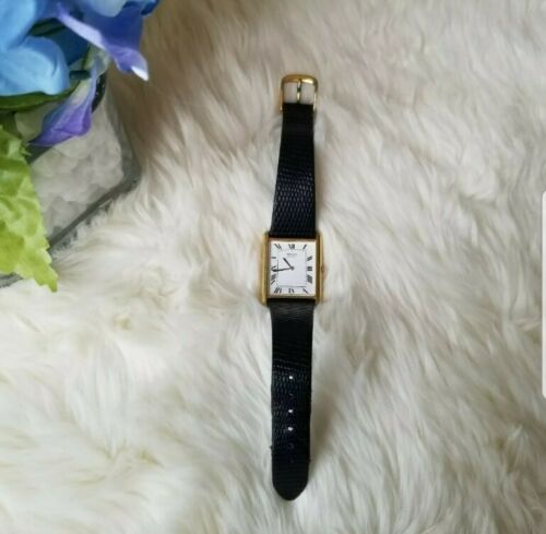Seiko Watch 5P30-5A89 Mens Full Size Tank Rectangle Gold Plated 