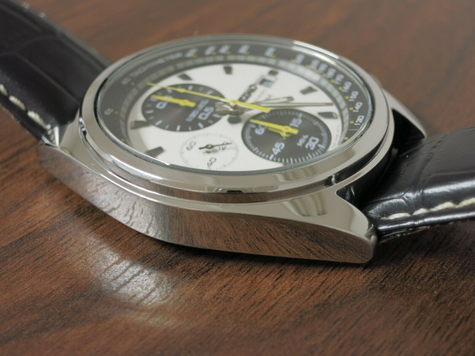 Seiko 7T92 0RT0 Chronograph SNDF93P1 Leather Strap Panda 
