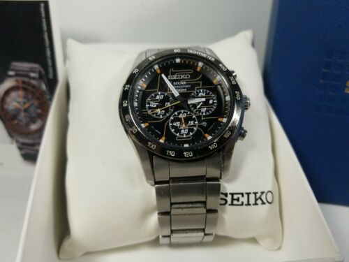 Men's SEIKO Stainless Steel Solar Chronograph Watch Model V175