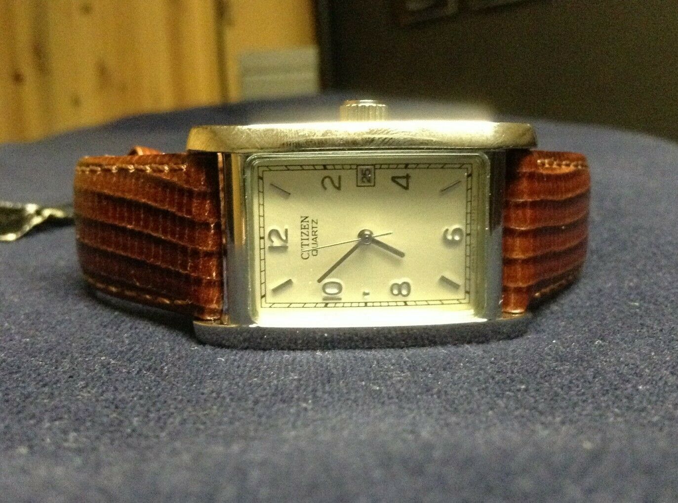 mens watch leather band square face