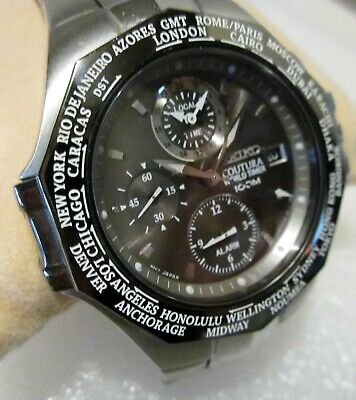Superb Clean Seiko 5T82-0AA0 Coutura World Timer SPL001 Runs New