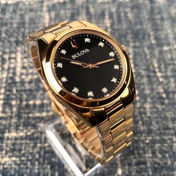 Bulova Surveyor 97P156 Grey Dial Rose Gold Strap Women's Watch ...