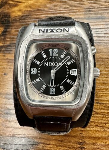 HTF Nixon The Rocker Watch Double Wide Leather Strap Cuff WatchCharts Marketplace