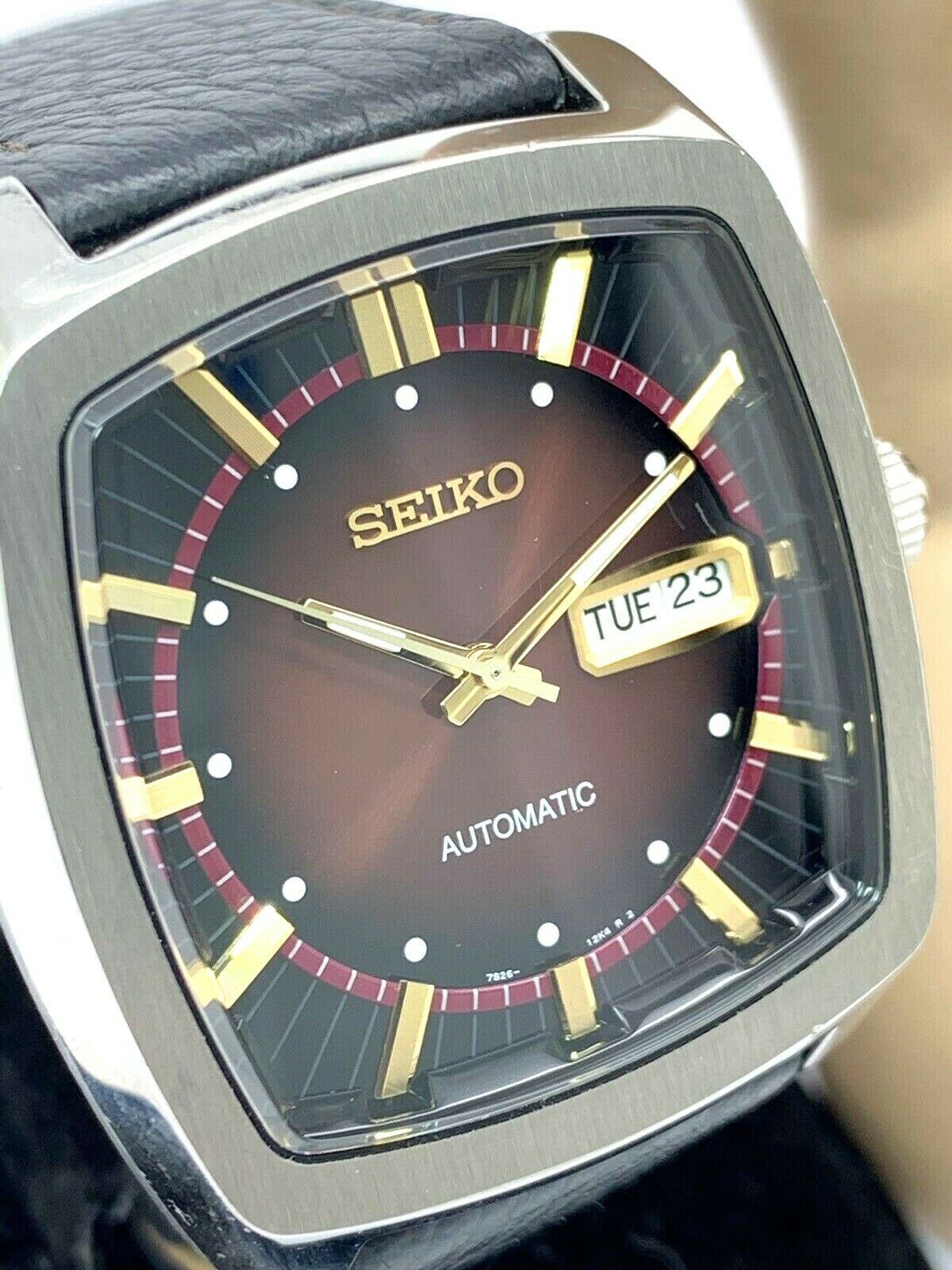 Seiko Recraft Automatic Red Dial Day Date Black Leather Band Mens Watch  SNKP25 | WatchCharts
