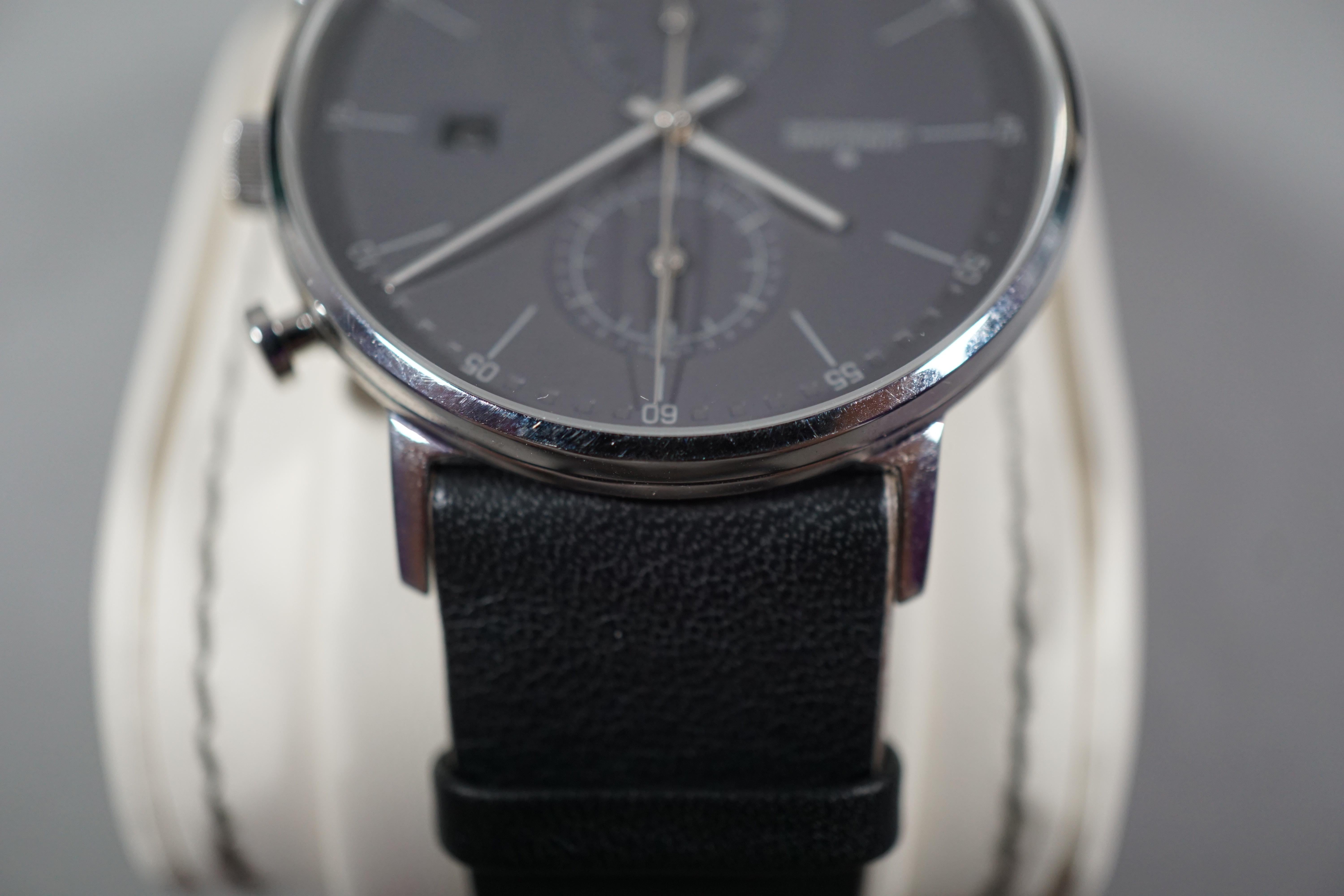 WTS Junghans Form C 4876.00 Grey Dial Chronoscope Quartz 395