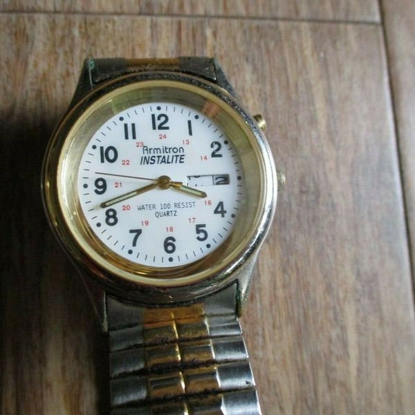 Men's ARMITRON INSTALITE Wrist Watch DAY DATE wr 100ft 20/1013 mel415