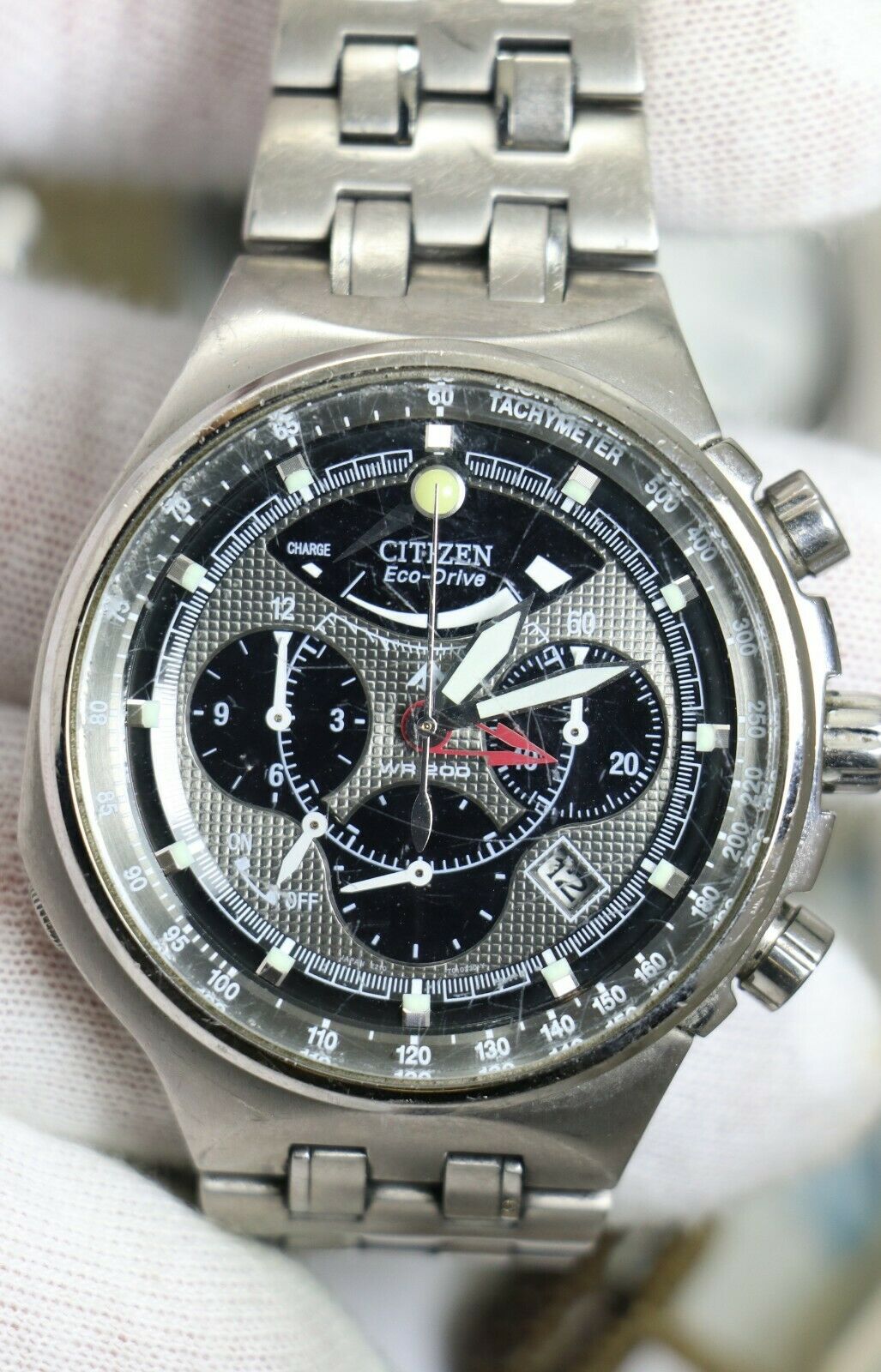 CITIZEN ECO DRIVE TITANIUM CHRONOGRAPH ALARM E210 S030919 HST