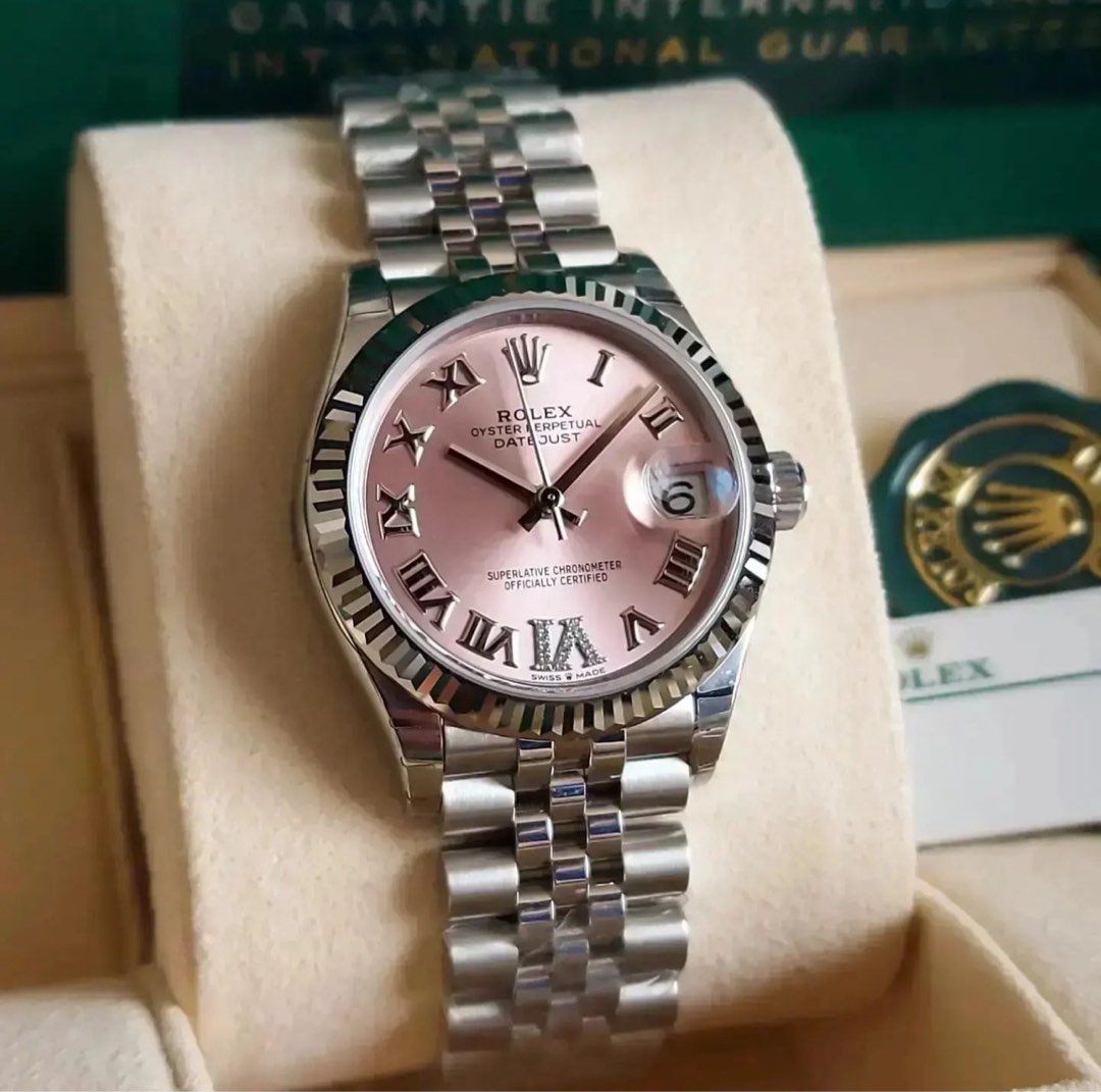 Roma Pink シルバー SoldRolex 31mm pink dial Roma words 6 diamonds ???? white gold