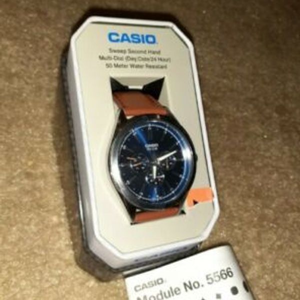 Casio Classic Men s Watch Model 5566 50M WR Silver w Black Leather Band NEW WatchCharts Marketplace