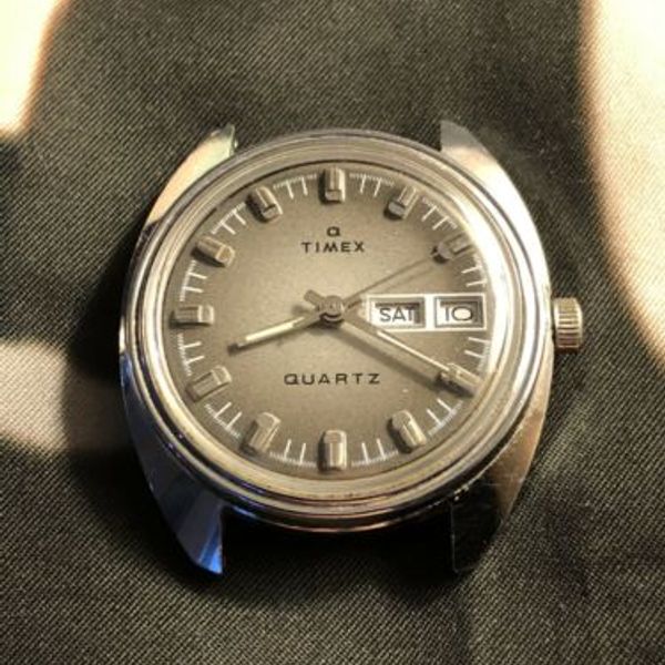 Vintage Timex Q Quartz A Cell Mens Watch Grey Dial WatchCharts