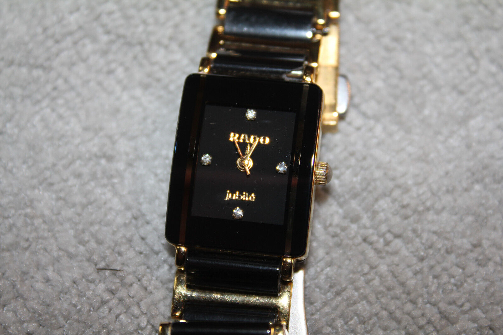RADO Jubile Gents Black Ceramic Watch with 4 diamonds