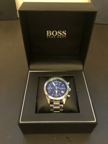 Hugo Boss Watch Mens Blue Dial Silver Band Silver Case HB1513597