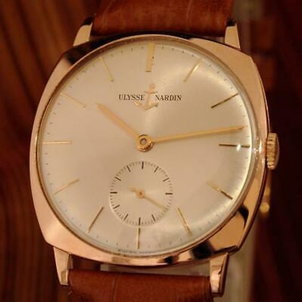 ORIGINAL ULYSSE NARDIN 18K SOLID GOLD CUSHION MANUAL WIND VINTAGE MINT