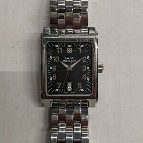 Swiss Military 5512xz Stainless Steel Watch Date Black Square