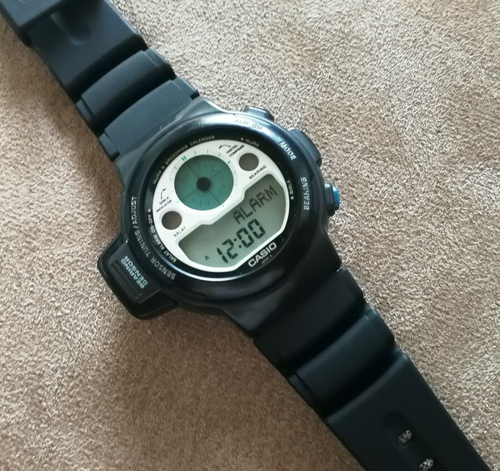 casio cpw-310 islamic prayer compass qibla lcd wrist watch