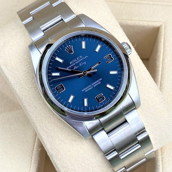 Rolex Oyster Perpetual Air King 114200 Blue Dial Box/Papers | WatchCharts