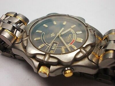 SEIKO KINETIC TITANIUM SQ50 DAY DATE MEN S WATCH 5M43 0C60