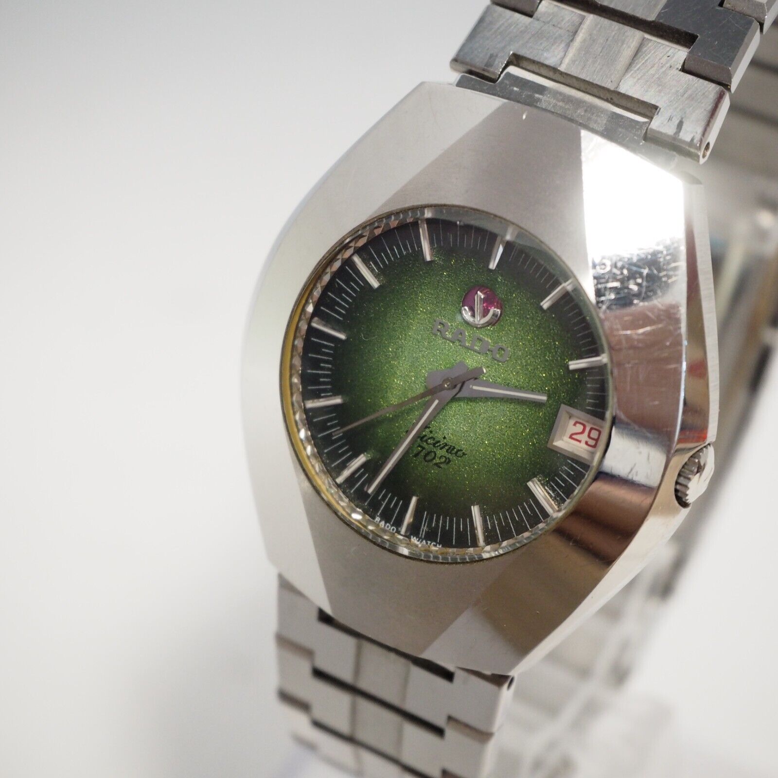 Rado Ticino 702 Watch Men 36mm Round Vintage Automatic Green