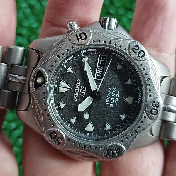 NICE&RARE SEIKO AGS TITANIUM KINETIC 5M23-7A31 STARFISH SCUBA 200M