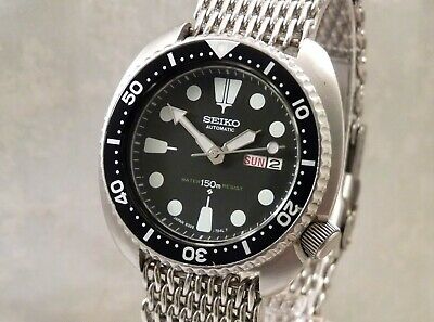 Huge Seiko Turtle Submariner Shark Mesh Automatic Day/Date Diver